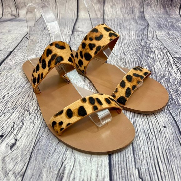 J Crew Leopard Calf Hair Easy Summer Slide Sandals Women's Size 10 shoes - Picture 2 of 10